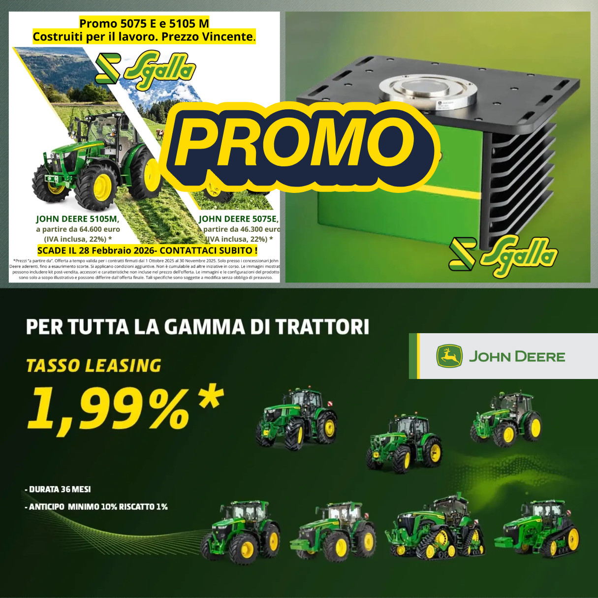 Testo con sfondo - Promozioni Sgalla John Deere