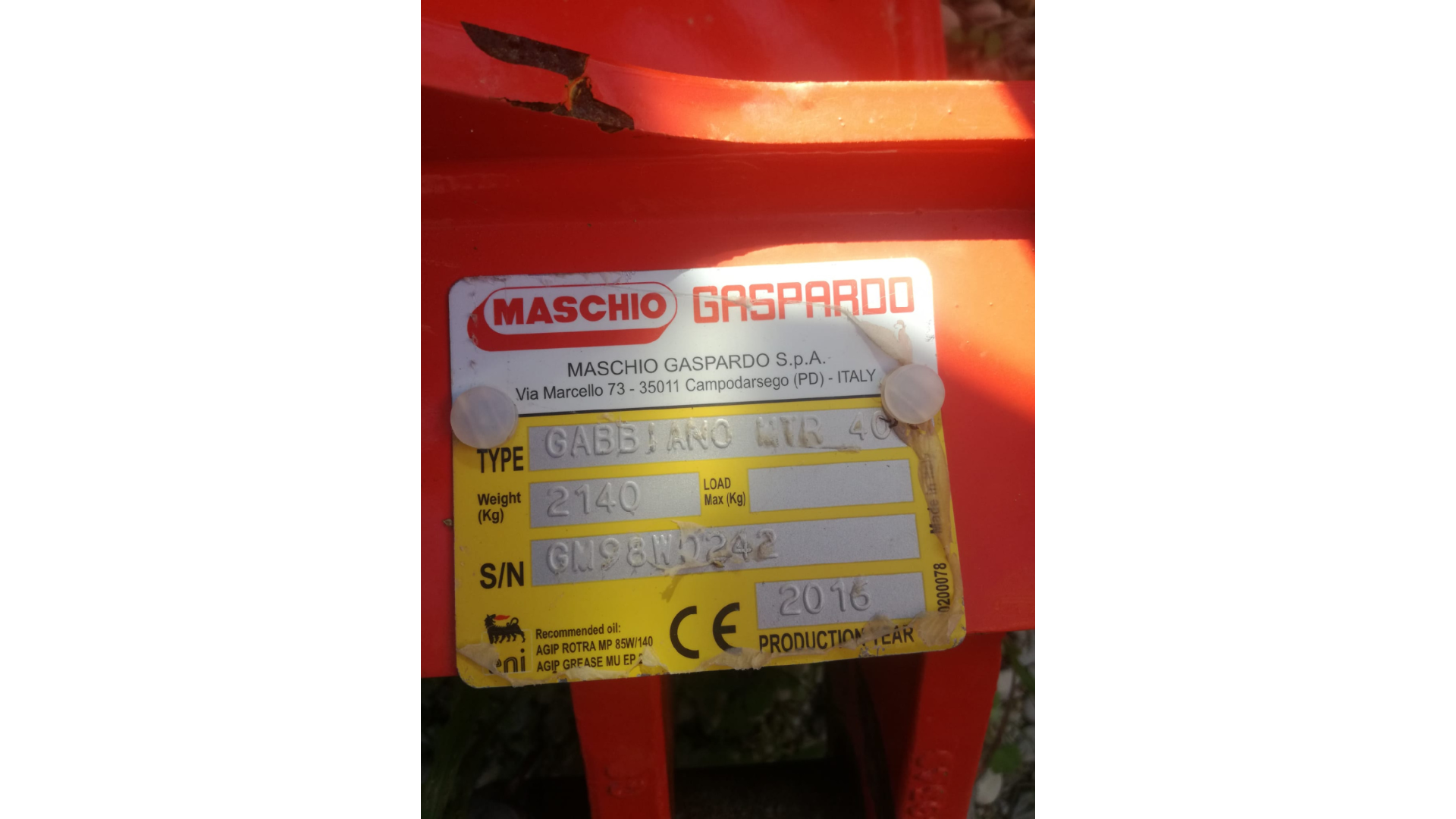 Erpice Maschio Gabbiano 4000 usata