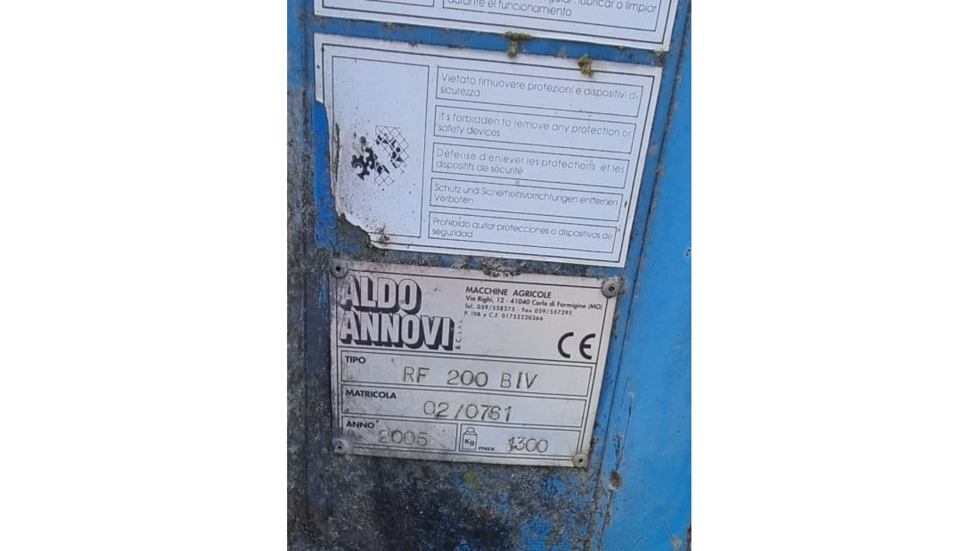 Aratro Bivomere Annovi RF200 usato