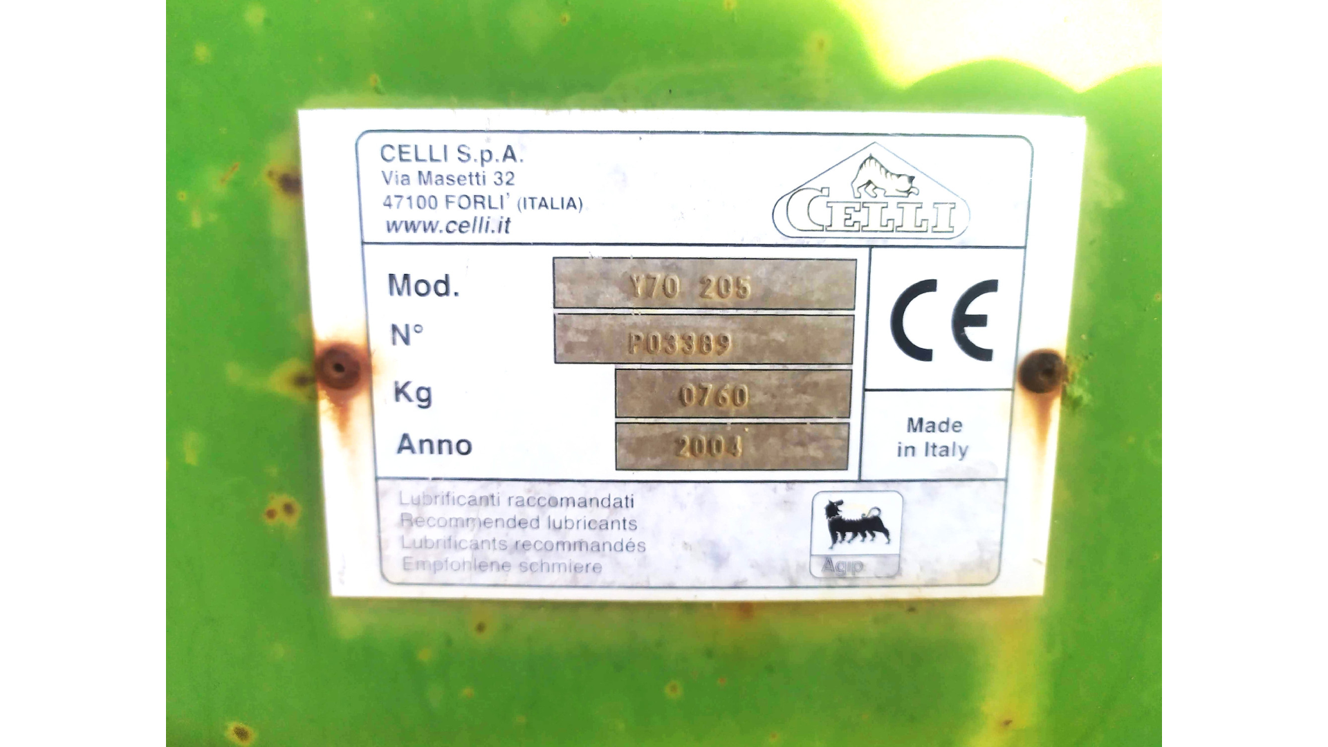 Vangatrice Celli Y8 Usata - 2 Metri (Anno 2006)