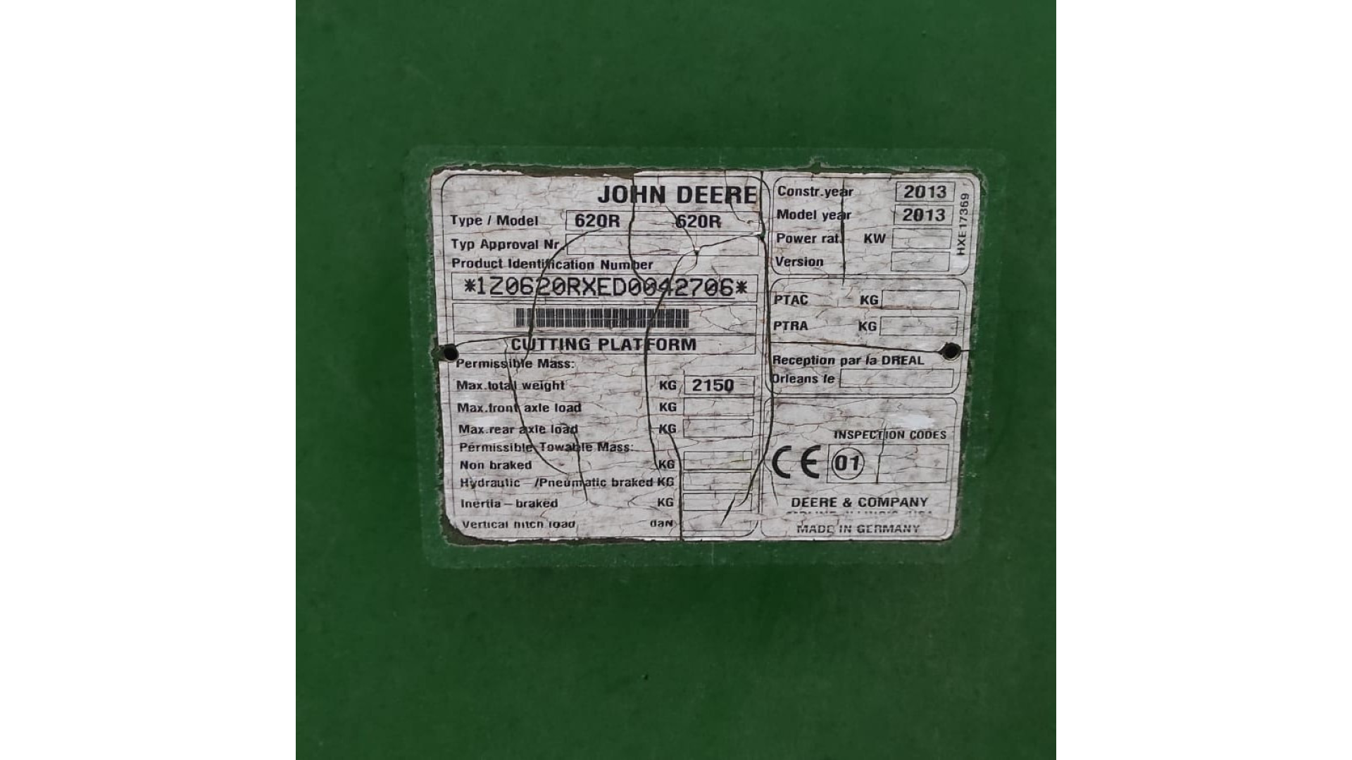 Barra John Deere 620R Usata