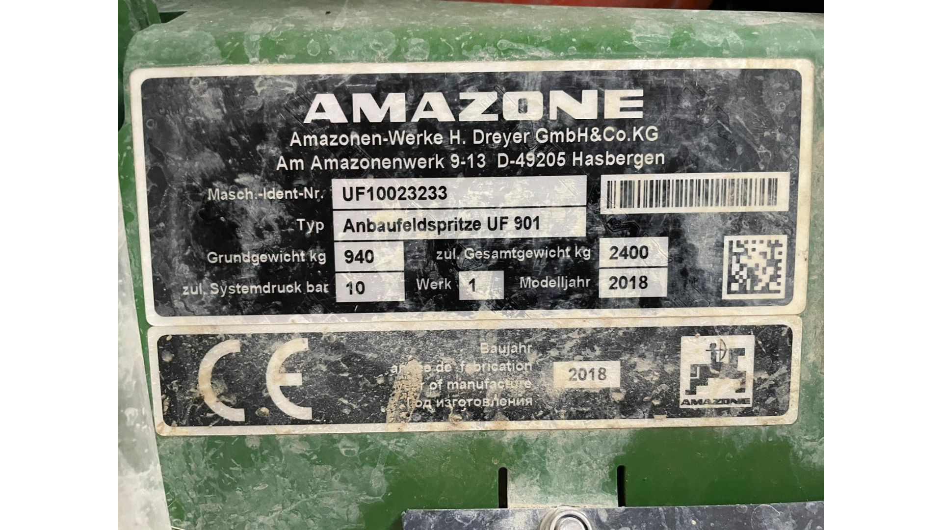 Polverizzatore Amazone UF 901 ISOBUS Usato