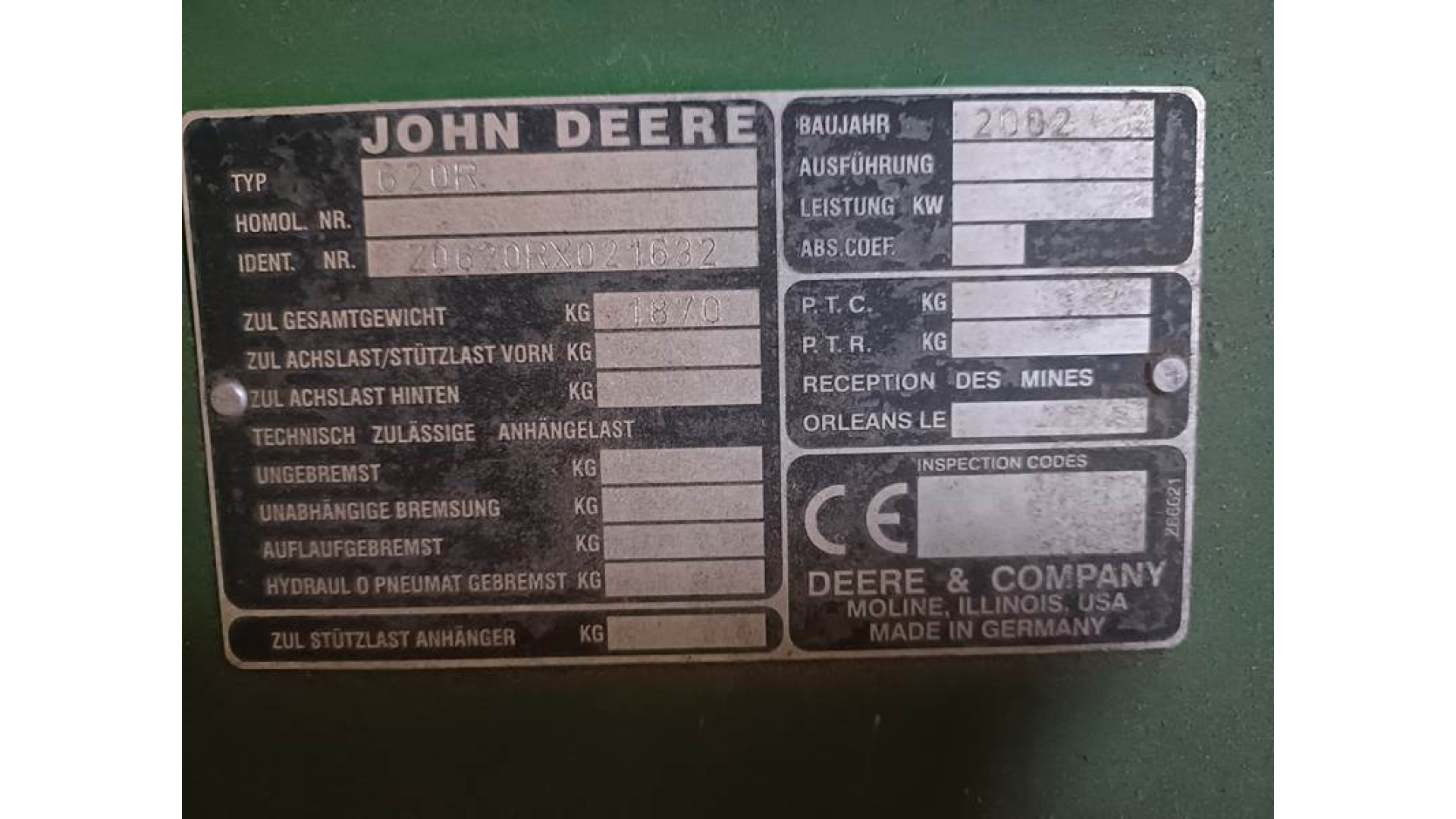 Barra John Deere 620R usata