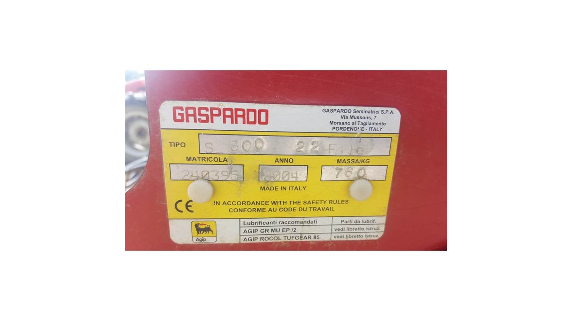 Seminatrice convenzionale in linea Gaspardo S 300 Hill usata